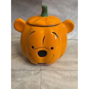 Disney Winnie The Pooh Halloween Jack O Lantern Pumpkin 8” Cookie Jar